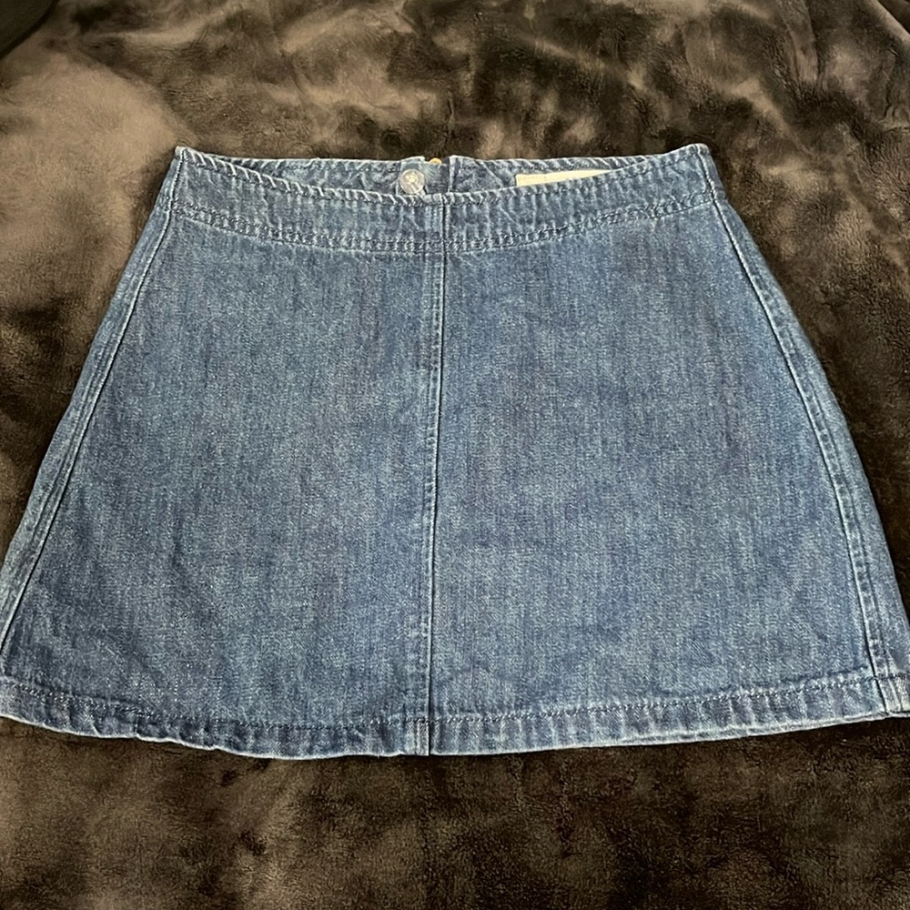 Melville denim mini skirt with gold zipper detail